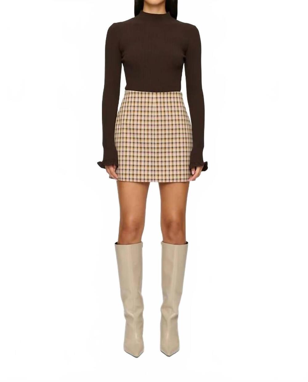 NEW CLEA evelyn mini skirt in praline check